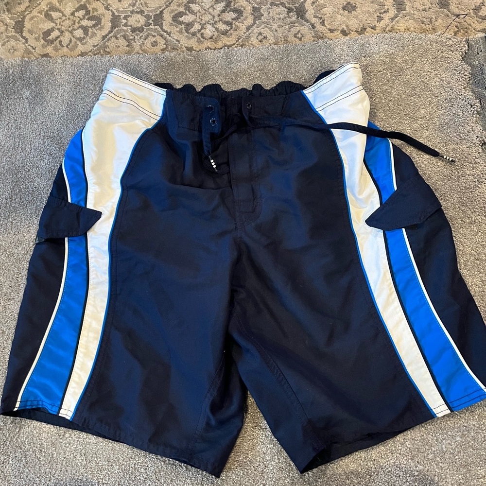 Men’s Adidas Swim Trunks Size 34 Black Blue White‎